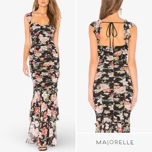 MAJORELLE Mikaela Maxi Dress Karolina Black Floral Medium EUC